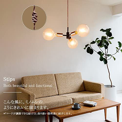 Cerdeco 3灯式ペンダントライト 「黒金」から滲む凛々しさ ソケット 吊