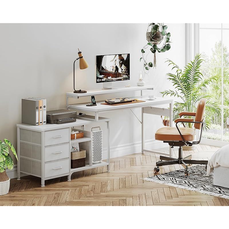 AODK パソコンデスク 引き出し3杯付き ゲーミングデスク コンセント