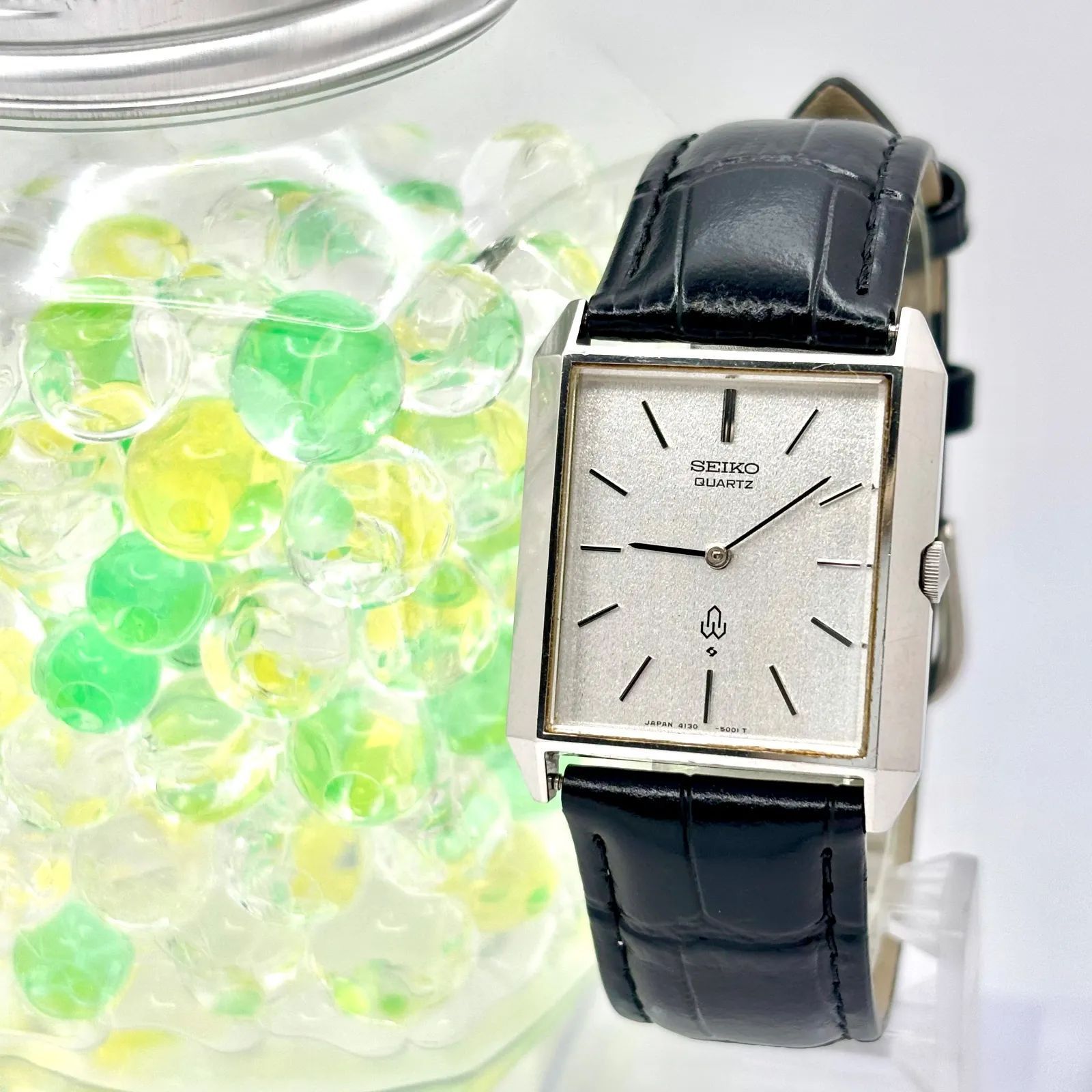 新品電池】SEIKO セイコー メンズ 腕時計 シルバー レクタンギュラー 