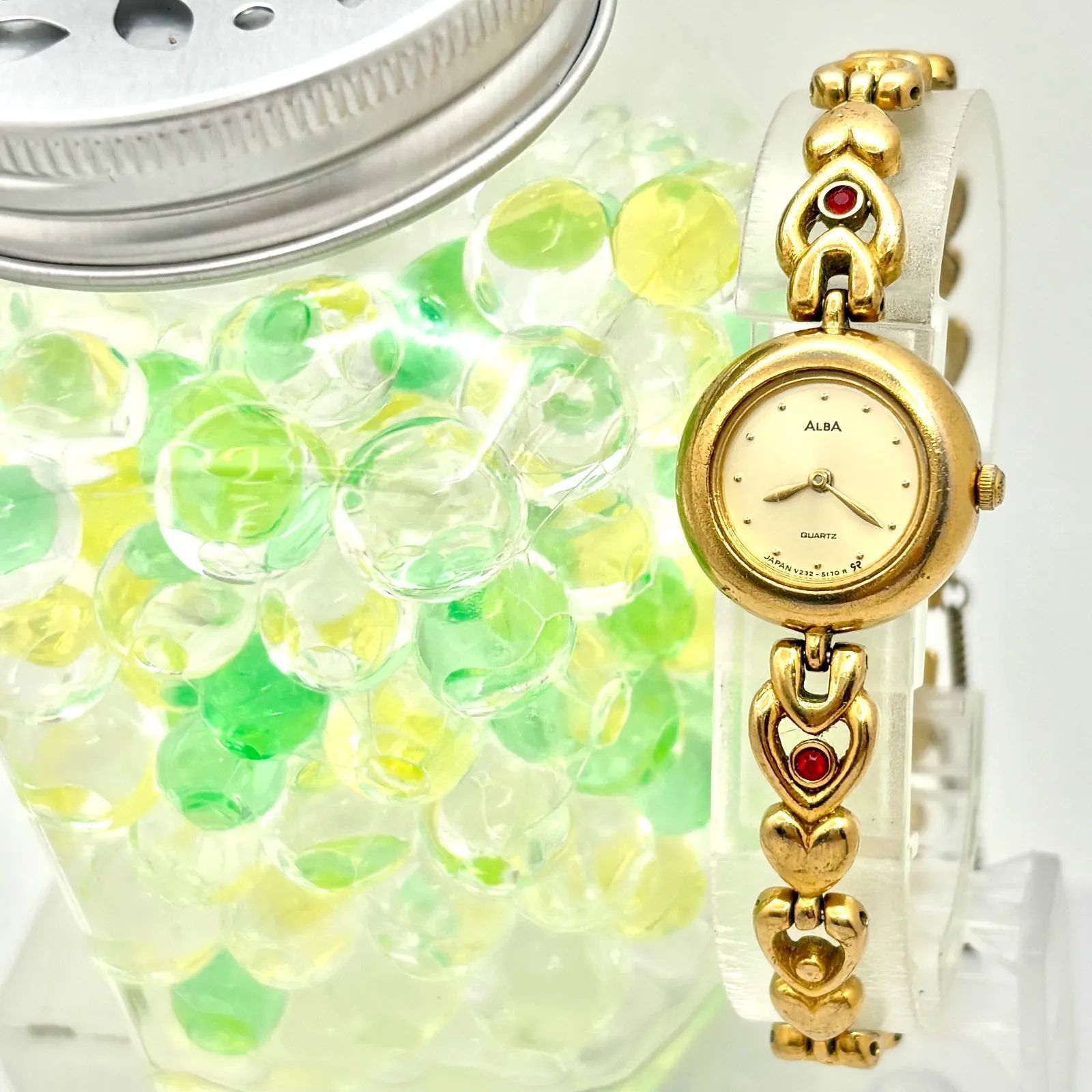 【新品電池】 SEIKO ALBA カラーストーン ゴールド レディース 腕時計 新品電池】SEIKO セイコー ALBA アルバ 2Pカラーストーン ゴールド