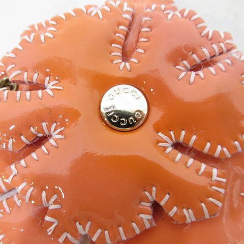 グッチ GUCCI 花形 フラワー バッグチャーム エナメル オレンジ - メルカリ