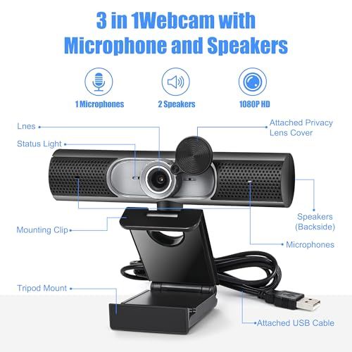 送料無料】ウェブカメラ（マイク・スピーカー内蔵）｜1080P