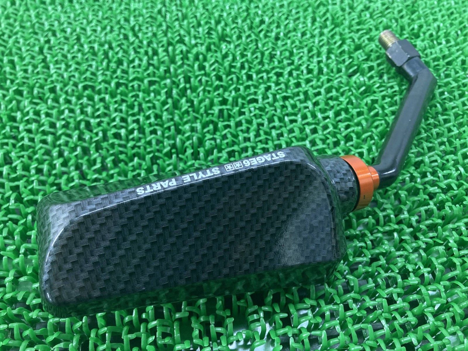 【☾出品】 STAGE6製 ミラー 左 社外 中古 バイク 部品 逆10mm カーボン調 ブルー
