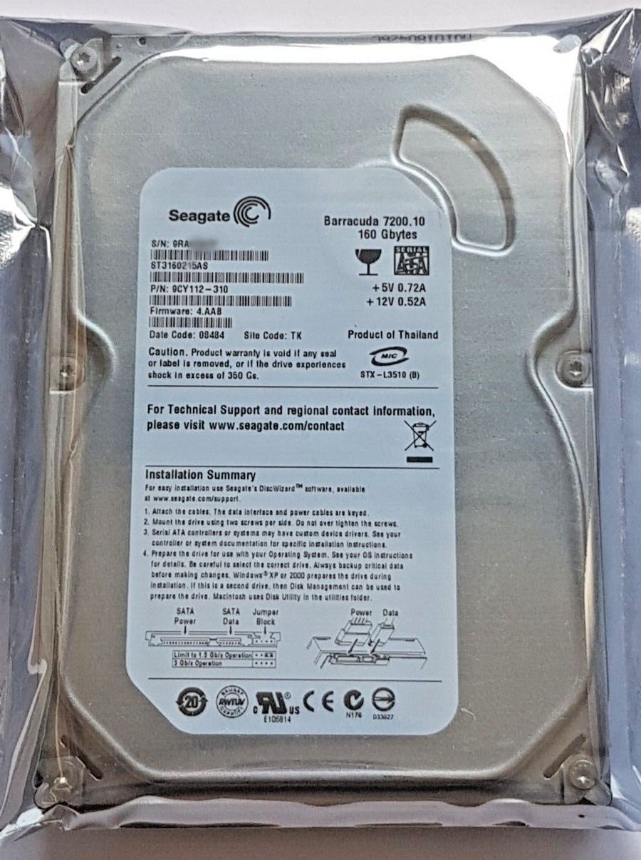 不*国様 10台新品Seagate Barracuda 7200.10 160G 160 GB SATA Seagate Barracuda 7200.10 ST3160215AS 2MB HDD 3.5