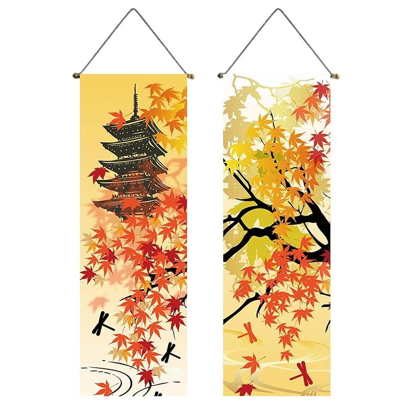 next.design タペストリー 掛け軸 紅葉 もみじ いちょう 落ち葉 神社