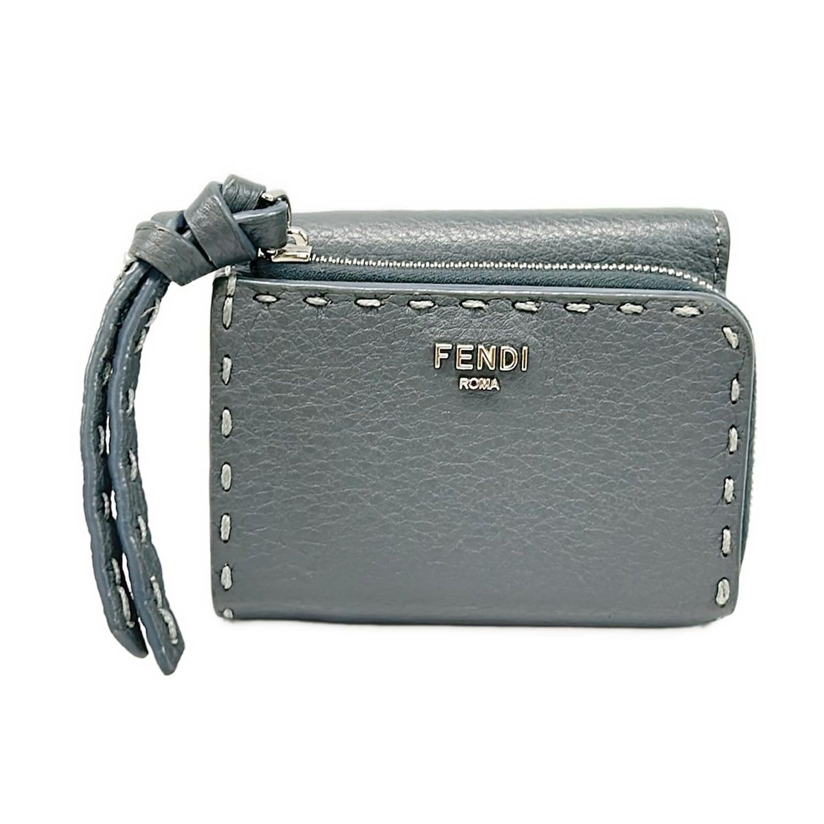 FENDI グレー 二つ折り財布　美品 フェンディ FENDI 財布 二つ折り メンズ BI-FOLD WALLET グレー 7M0266