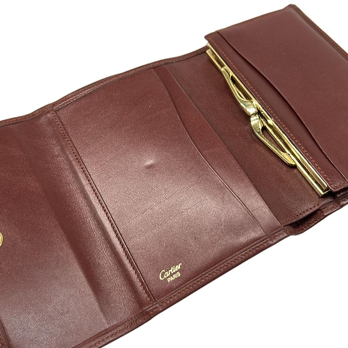 Cartier(カルティエ) 3つ折り財布美品 マストライン ボルドー がま口