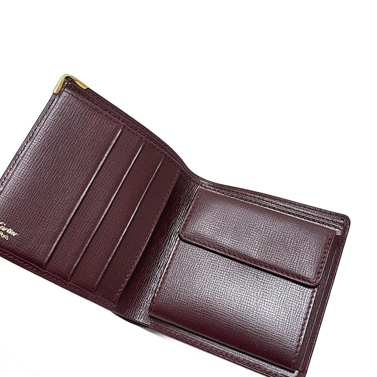 Cartier(カルティエ) 2つ折り財布美品 マストライン ボルドー レザー