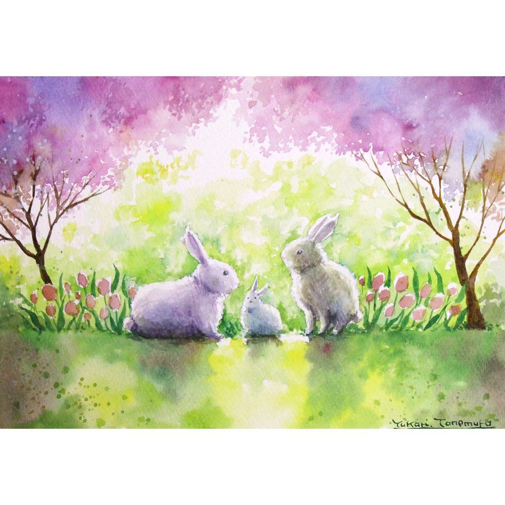 月兎-Tsukito-︎︎さま専用（原画）柔らかな春光【SMサイズ／水彩画