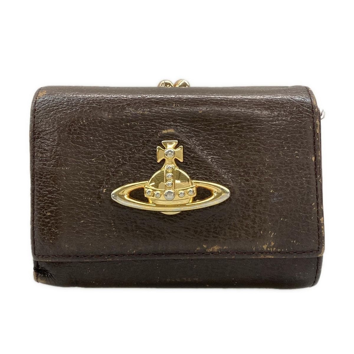 ヴィヴィアンウエストウッド 三つ折り がま口 エグゼクティブ オーブ ブラウン VivienneWestwood(ヴィヴィアンウエストウッド) 3つ折り財布