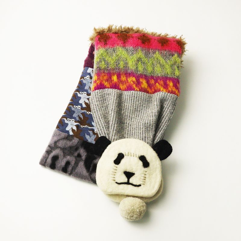 マーブルシュッド marble SUD アニマルマフラー パンダ ｜グレー