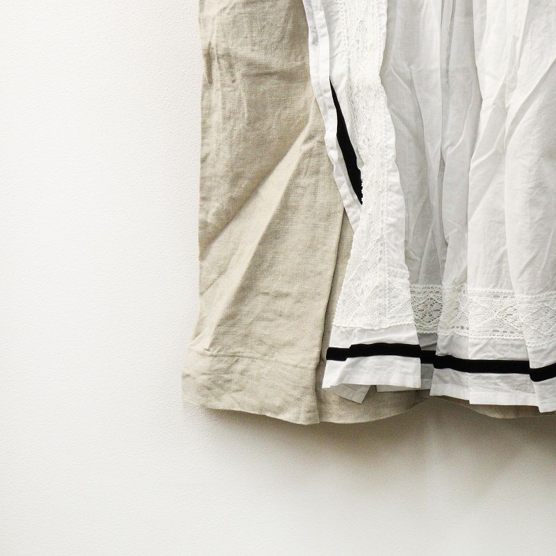 美品 lifestyle fika ハンドメイド リネン エプロンワンピース F  