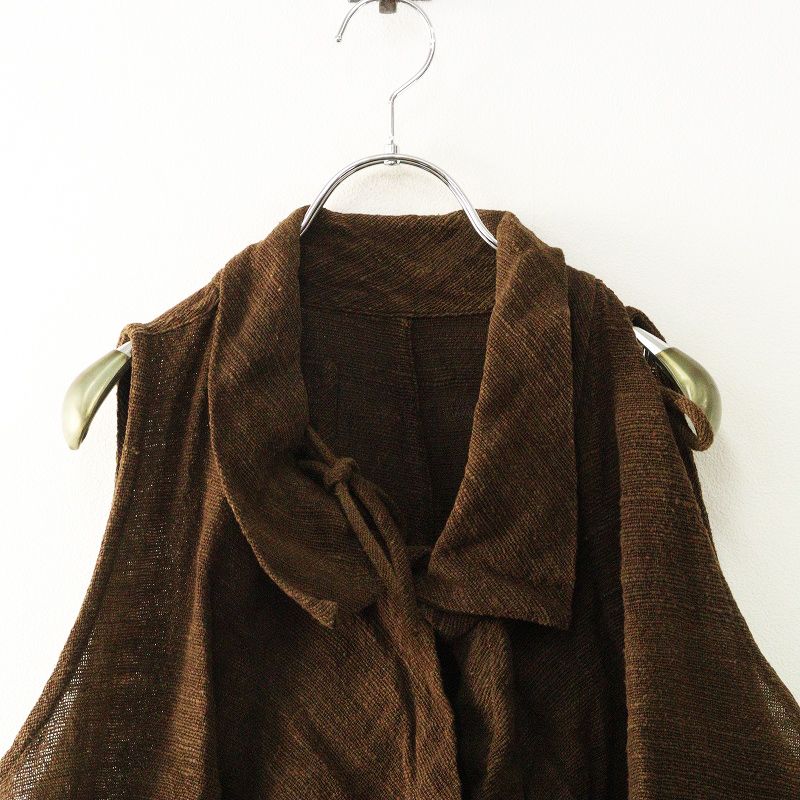 美品　うさと　手織りのベスト うさと USAATO 手織り 天然草木染 黒壇染め ラウンドカラー ベスト