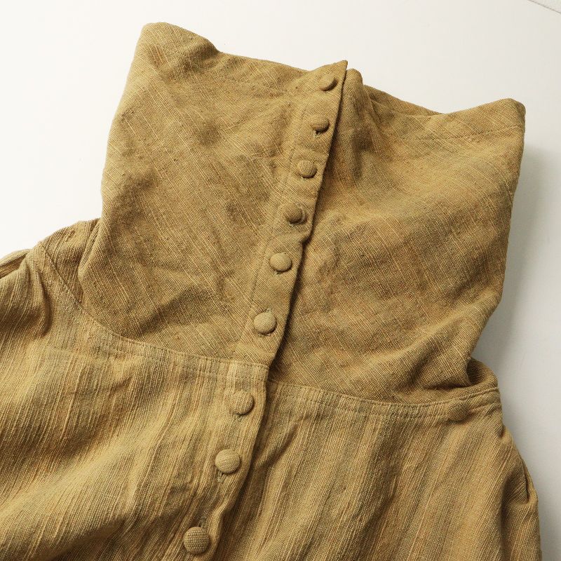 大きいサイズ うさと USAATO 手織り 天然草木染 ストライプ ハイネック