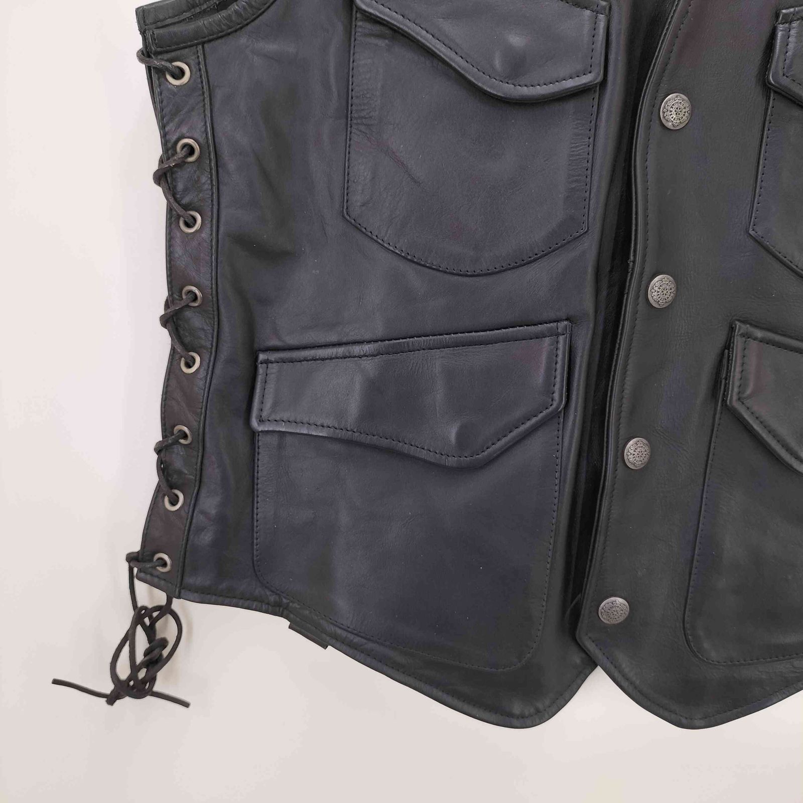 リューグーレザーズ Liugoo Leathers 編み込みレザー ベスト メンズ LL