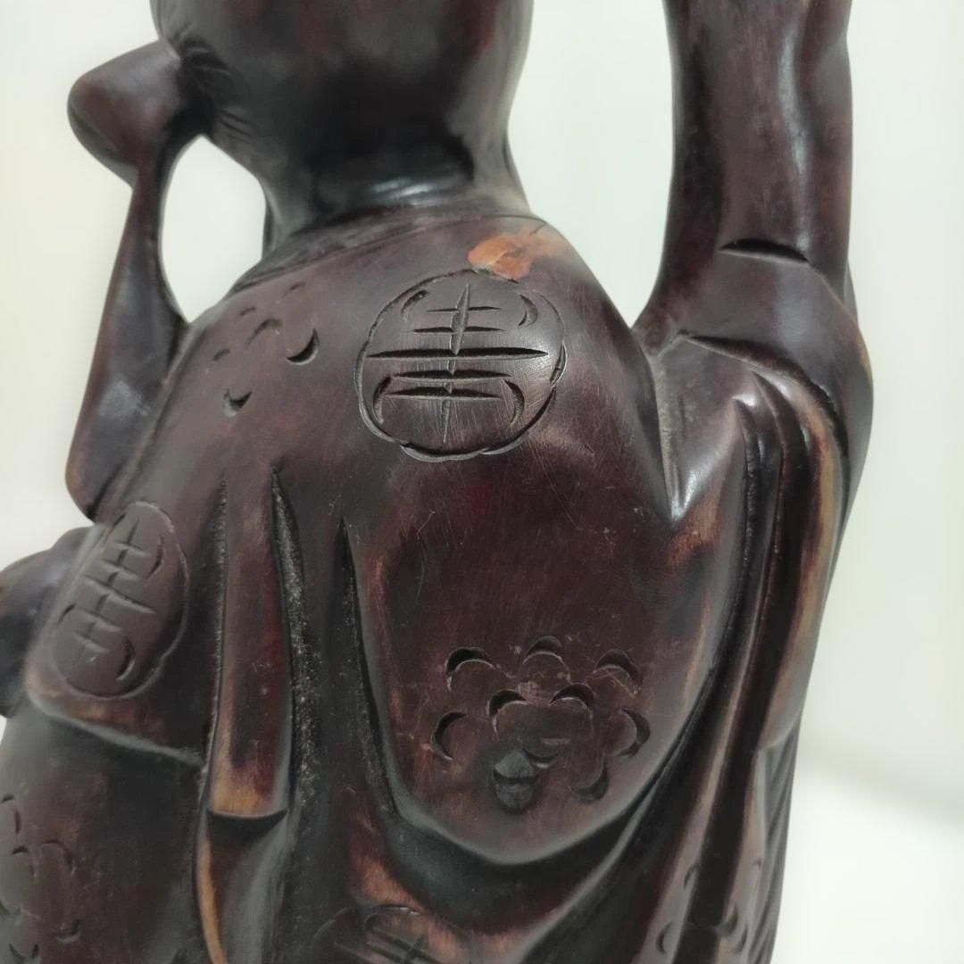 木彫りの福禄寿像 七福神 縁起物 置物 古民家 飾り 和風インテリア