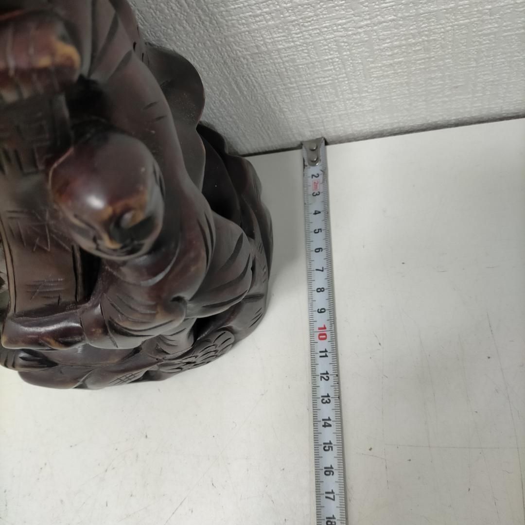 木彫りの福禄寿像 七福神 縁起物 置物 古民家 飾り 和風インテリア