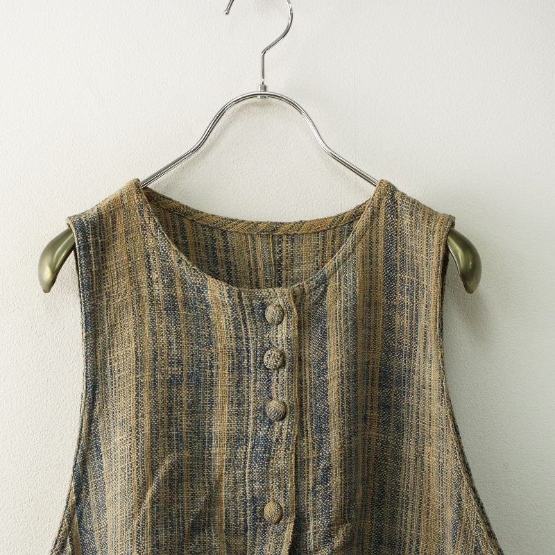 うさと USAATO 手織り 天然草木染 藍染め Aライン ストライプ