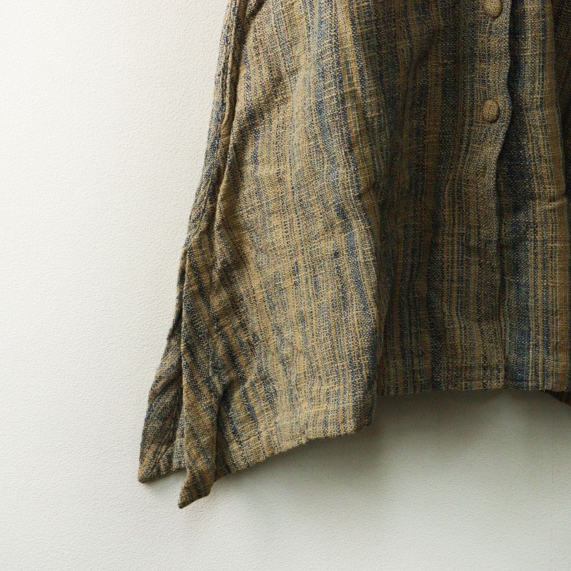 うさと USAATO 手織り 天然草木染 藍染め Aライン ストライプ