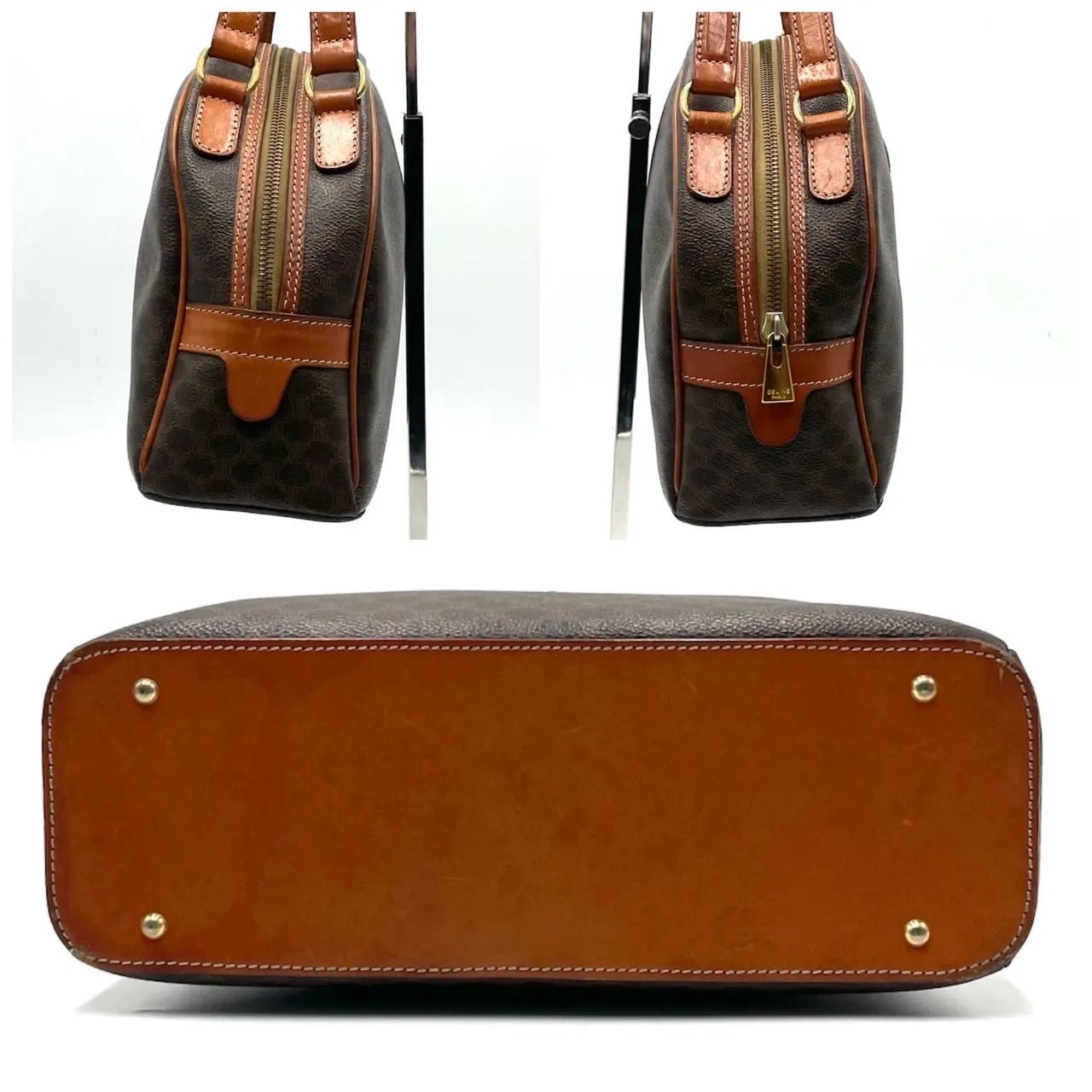 2511-38｜セリーヌ ハンドバッグ ブラウン マカダム柄 トリオンフ