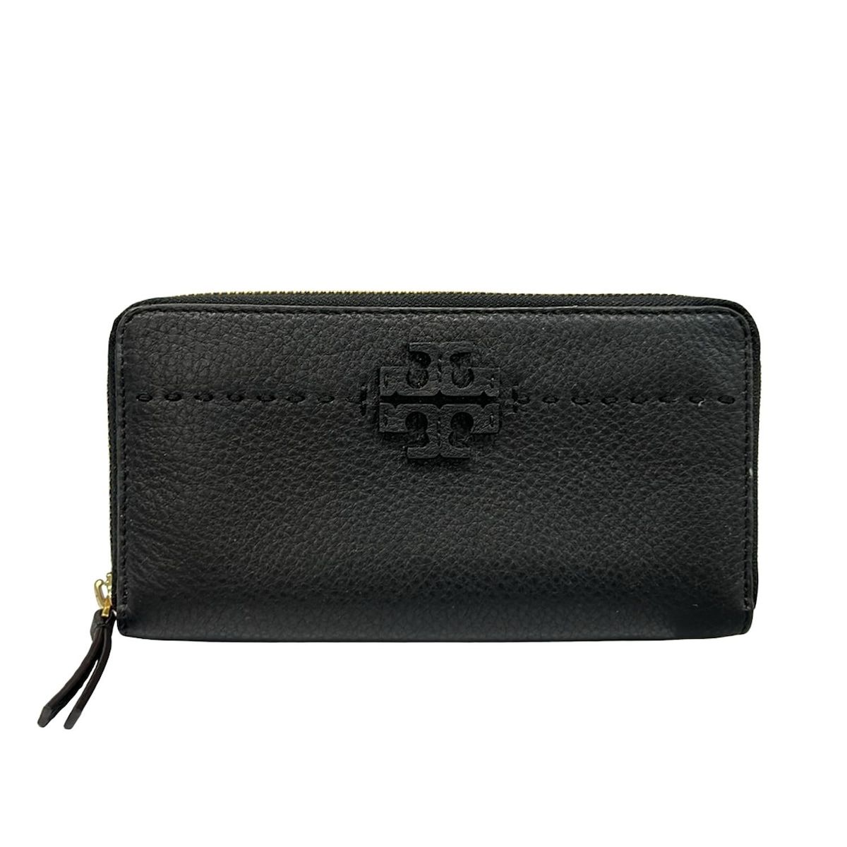 トリーバーチ TORY BURCH ラウンドファスナー折り財布 ブラック TORY BURCH トリーバーチ 黒 レザー ラウンドファスナー 2つ折り 財布