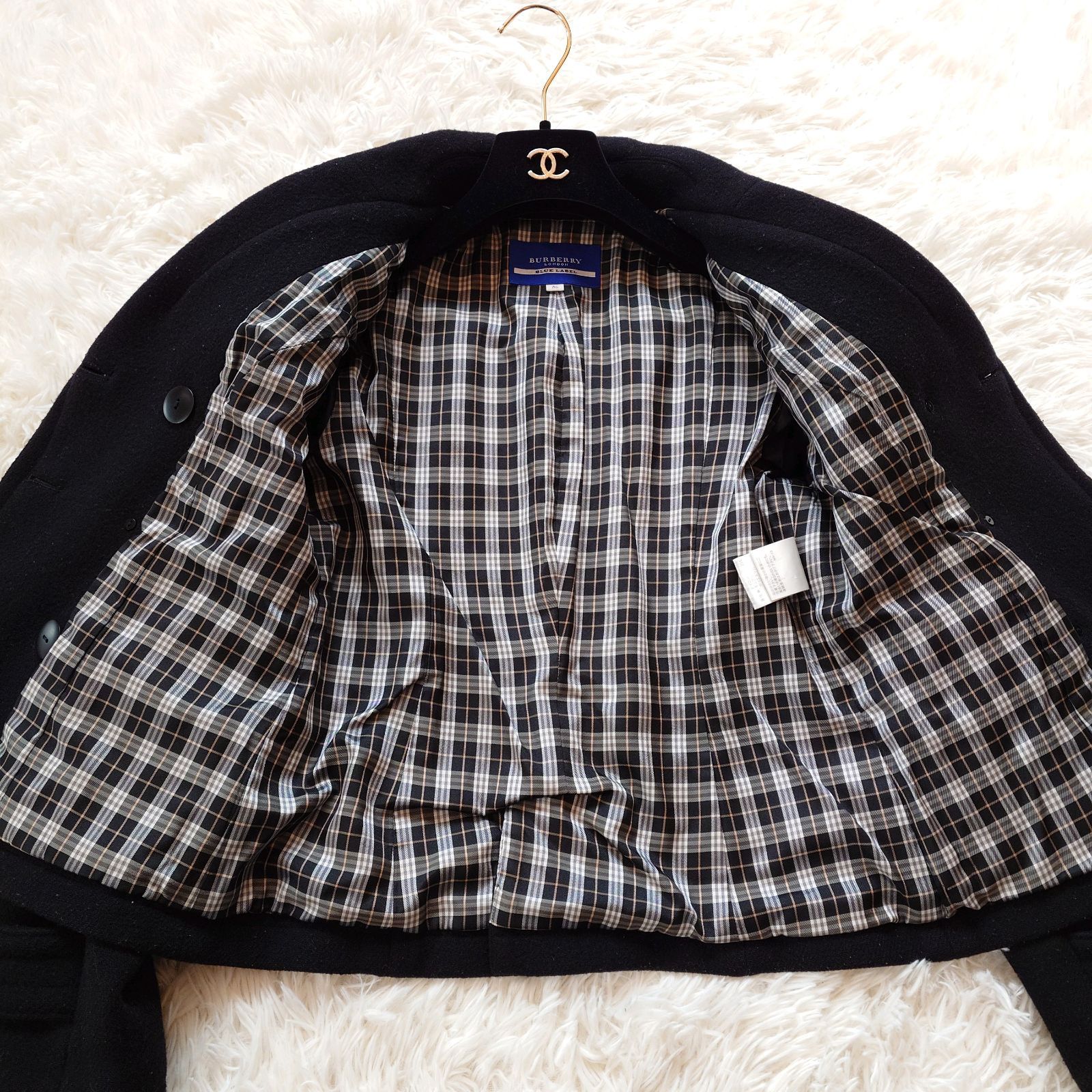 バーバリー ブルーレーベル BURBERRY BLUE LAVEL チェック柄 Pコート