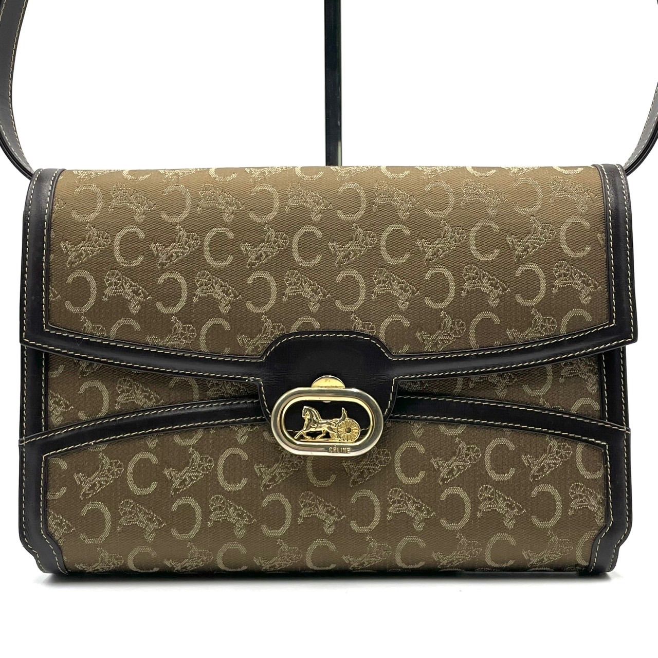 美品○ CELINE セリーヌ ショルダーバッグ ワンショルダー 馬車金具