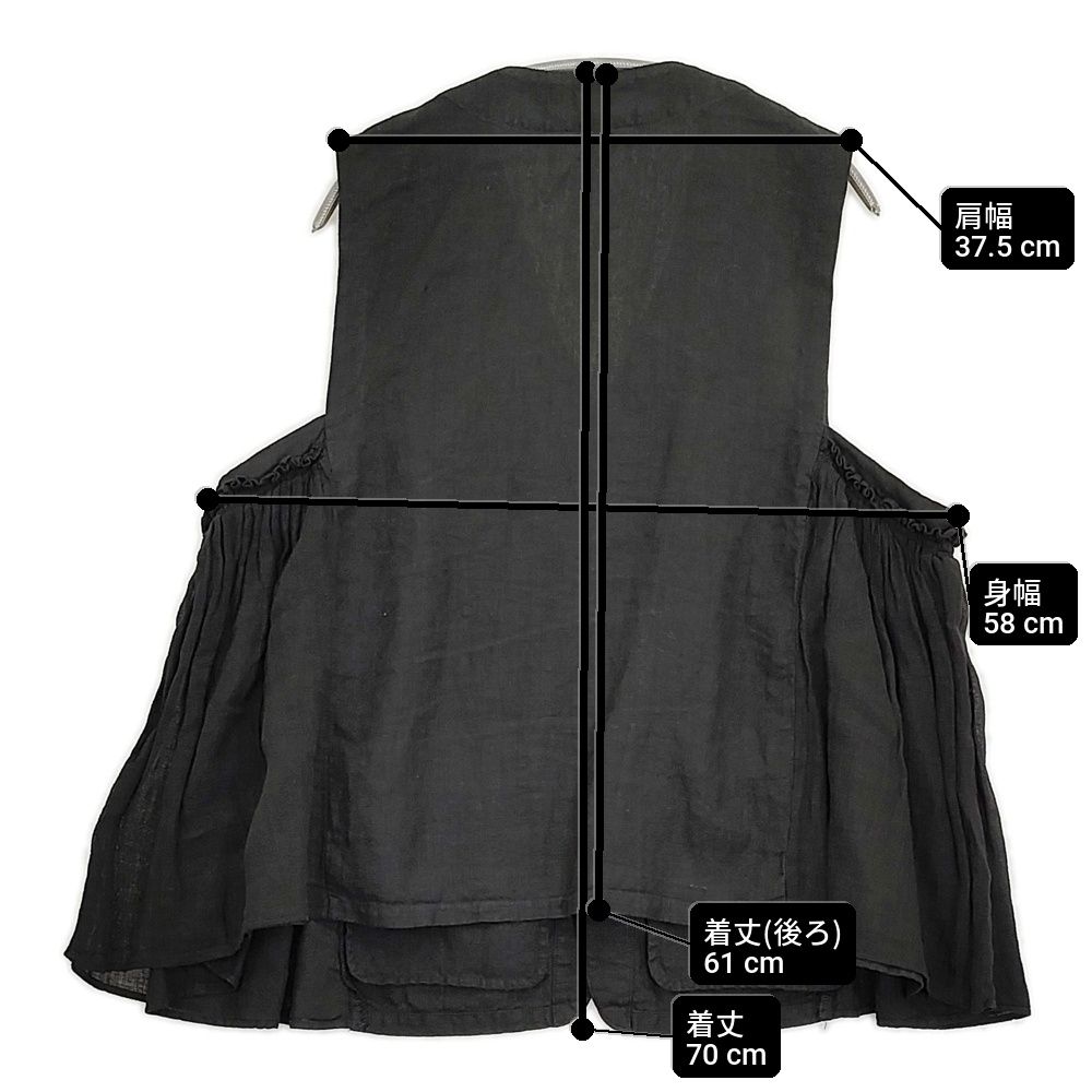 【nestRobe】ブラックリネンサイドガーゼベスト nest Robe ブラックリネンサイドガーゼベスト 定価28600円 01251-1046