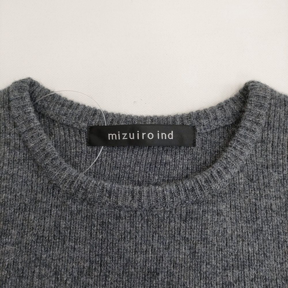 mizuiro-ind サイドスリットリブベスト 定価14960円 4-220096 アシンメトリー ニット ベスト グレー レディース ミズイロインド【中古】6-0109T♪ mizuiro-ind サイドスリットリブベスト 定価14960円 4-220096