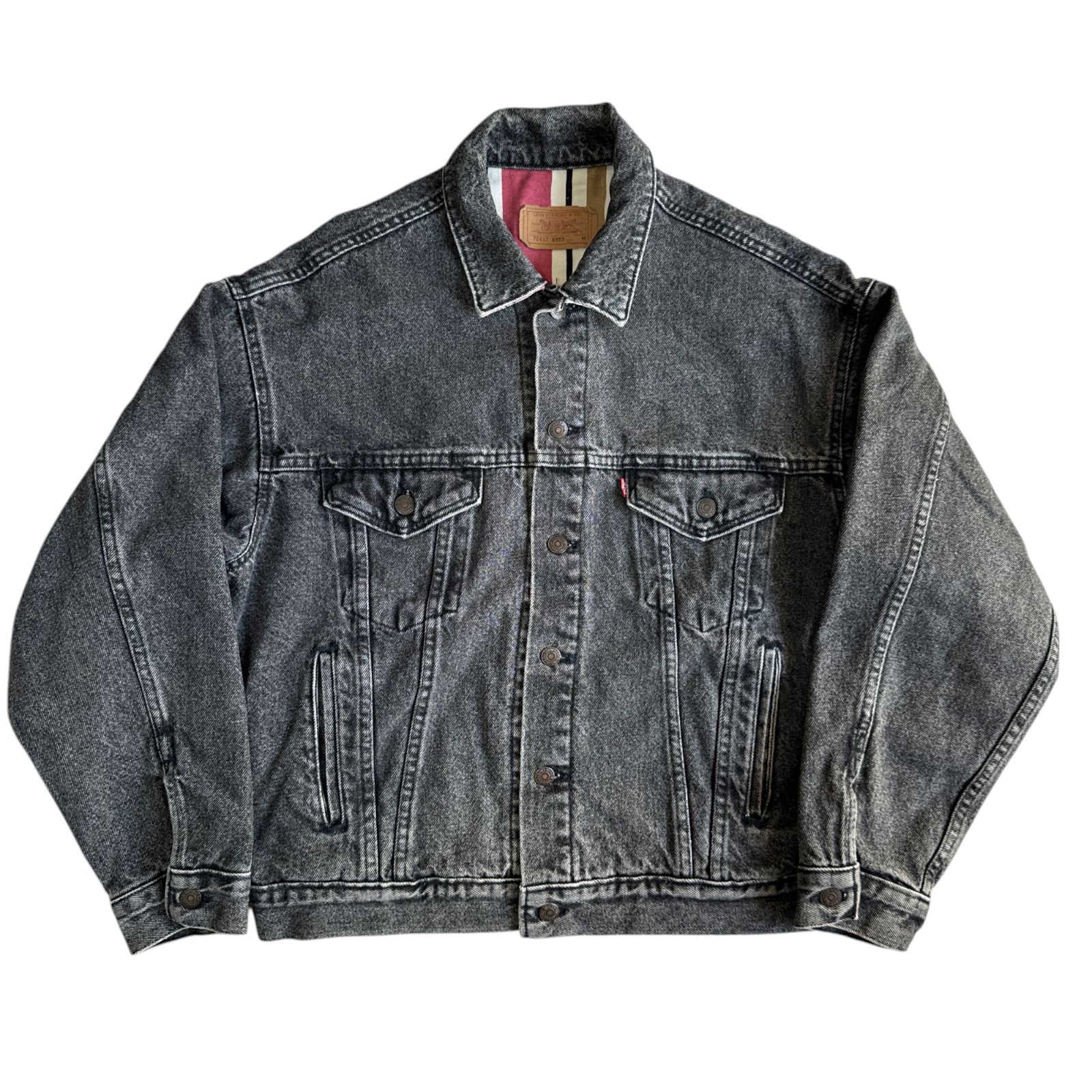 90s LEVI'S 70417 6953 ブラック デニムジャケット ネルライナー