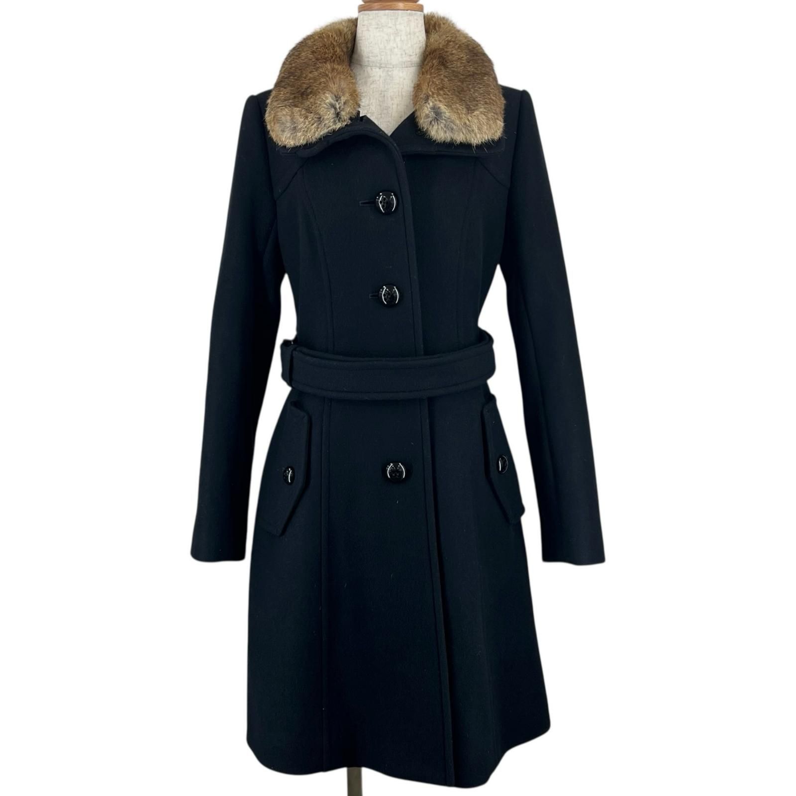 極美品△BURBERRY BLUE LABEL バーバリーブルーレーベル ロゴボタン 襟 