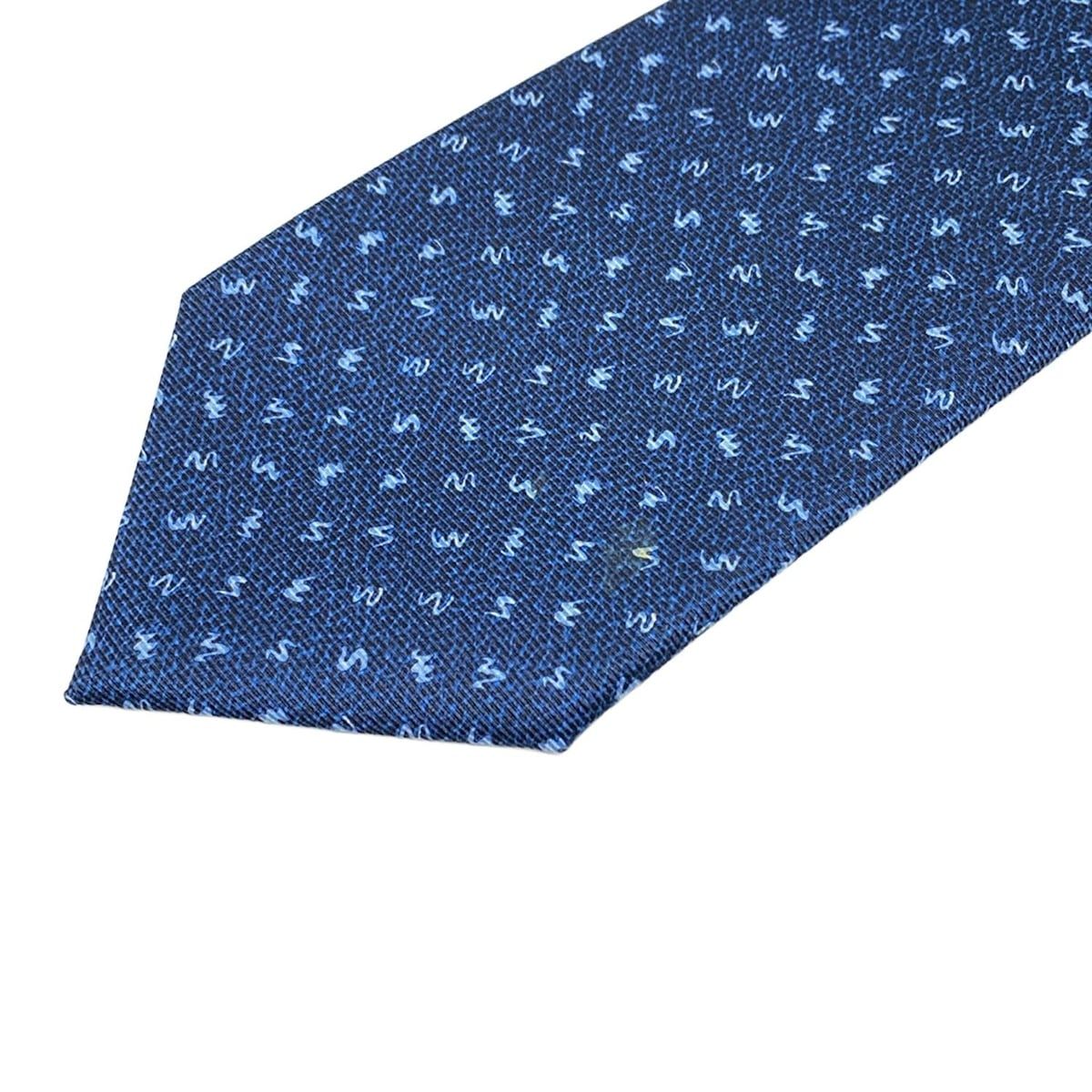 BVLGARI ネクタイ ダークブルー ドット BVLGARI(ブルガリ) ネクタイ メンズ ダークネイビー×ライトブルー