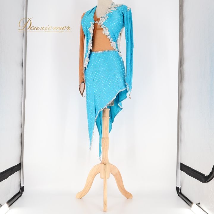 社交ダンスパーティドレス水色 Garuda SHOP レディース社交ダンス衣装 競技ドレス ワルツドレス高級品