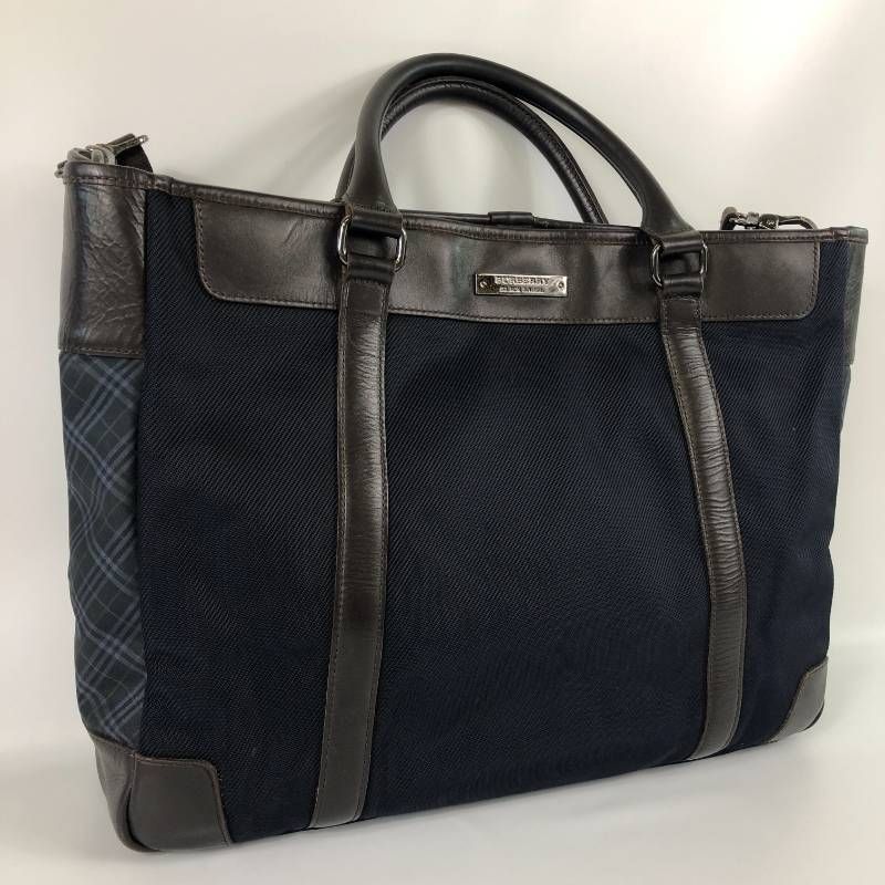 美品 バーバリーブラックレーベル ビジネスバッグ キャンバス×レザー