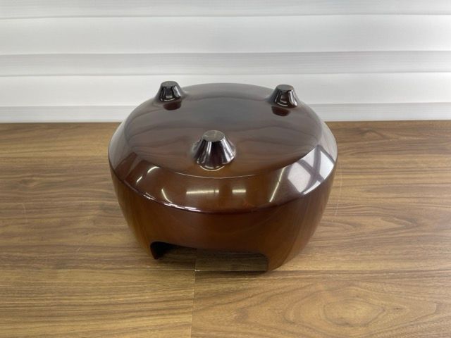 道安風炉 芳山造 唐銅面取風炉 共箱付き 茶道具 風炉釜【中古】 約