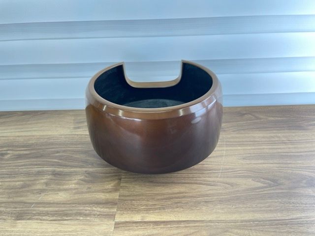 道安風炉 芳山造 唐銅面取風炉 共箱付き 茶道具 風炉釜【中古】 約