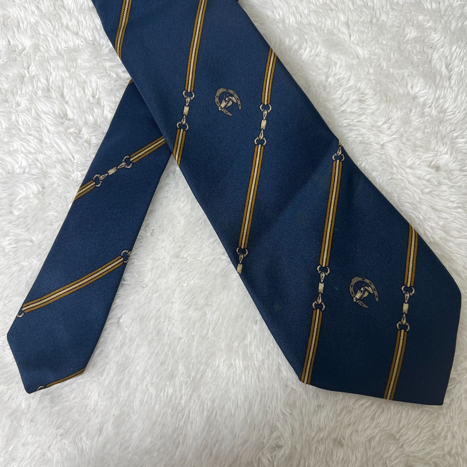 美品》GUCCI (グッチ) シルクネクタイ イタリア製 総柄 ホースビット