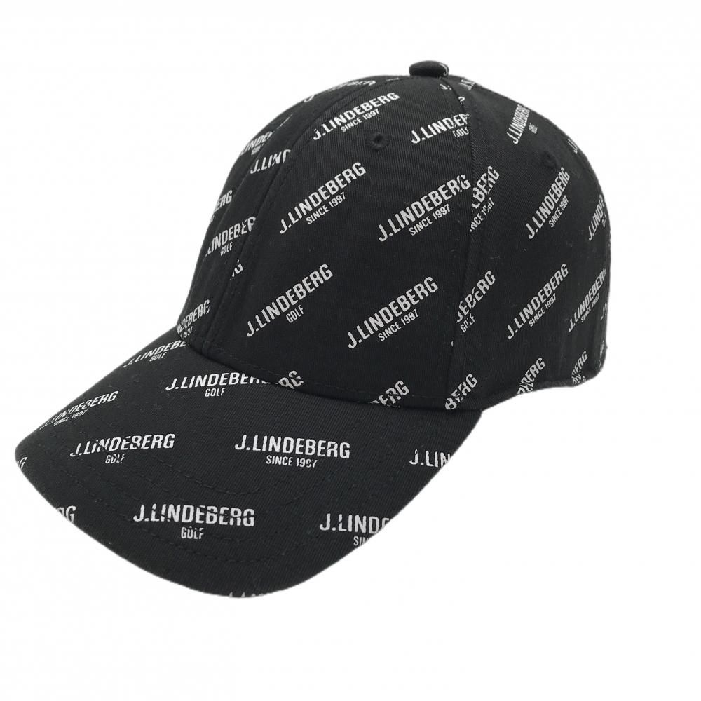 ジェイリンドバーグ キャップ 黒×白 ロゴ総柄 ONE SIZE ゴルフウェア J