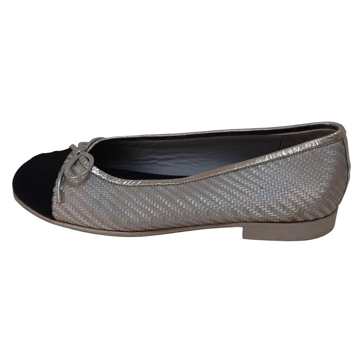 TOP　CHANEL グレー フラットシューズ TOP CHANEL グレー フラットシューズ CHANEL グレー バレエシューズ