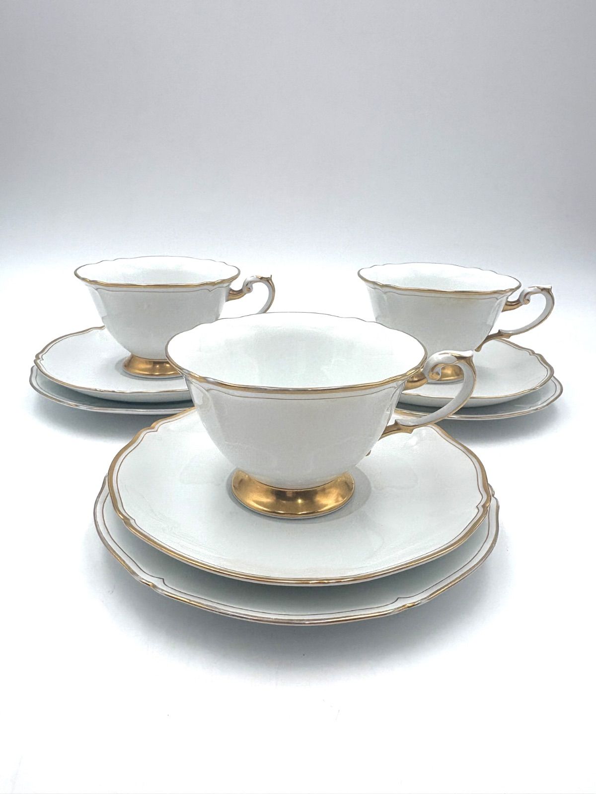 大倉陶園 The Okura ホワイトマスターピース カップ-ソーサー 16 cm プレート トリオ 3客セット