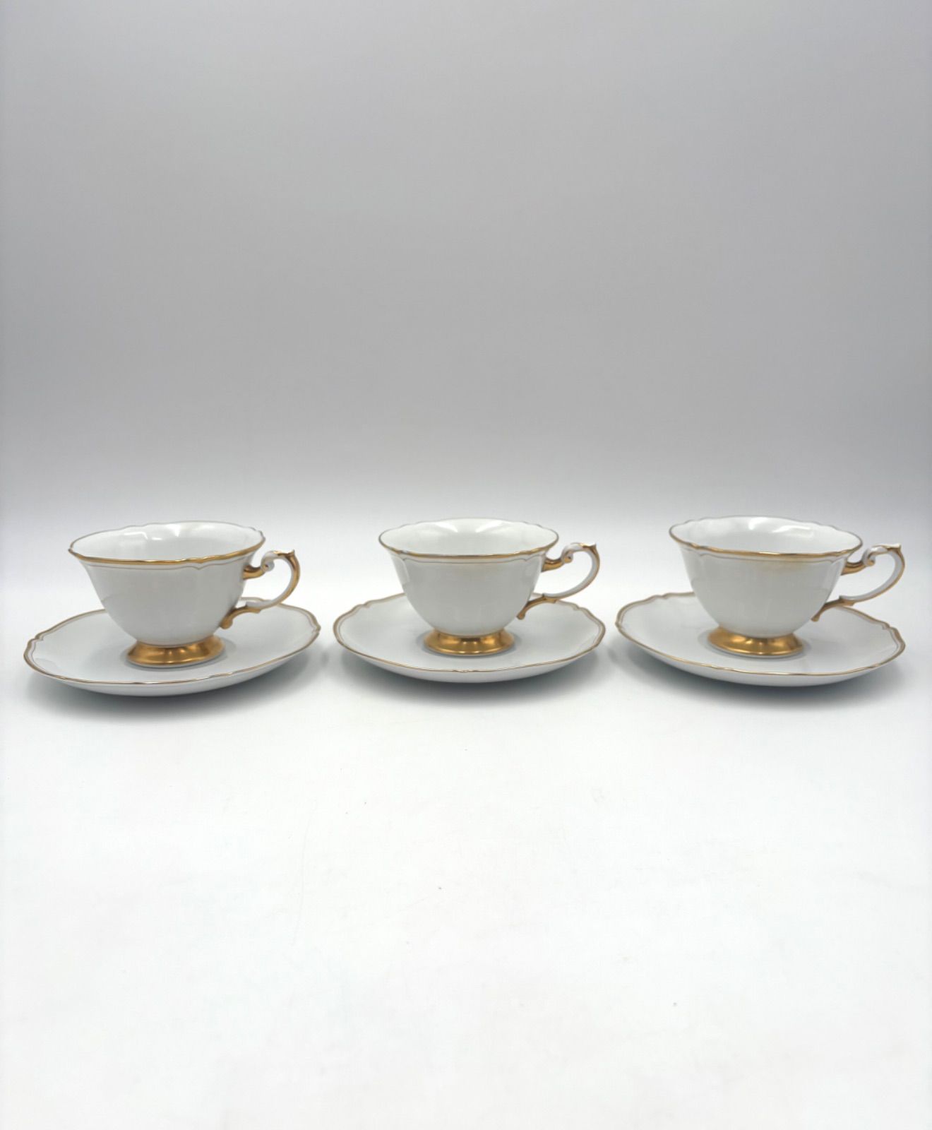 大倉陶園 The Okura ホワイトマスターピース カップ-ソーサー 16 cm プレート トリオ 3客セット