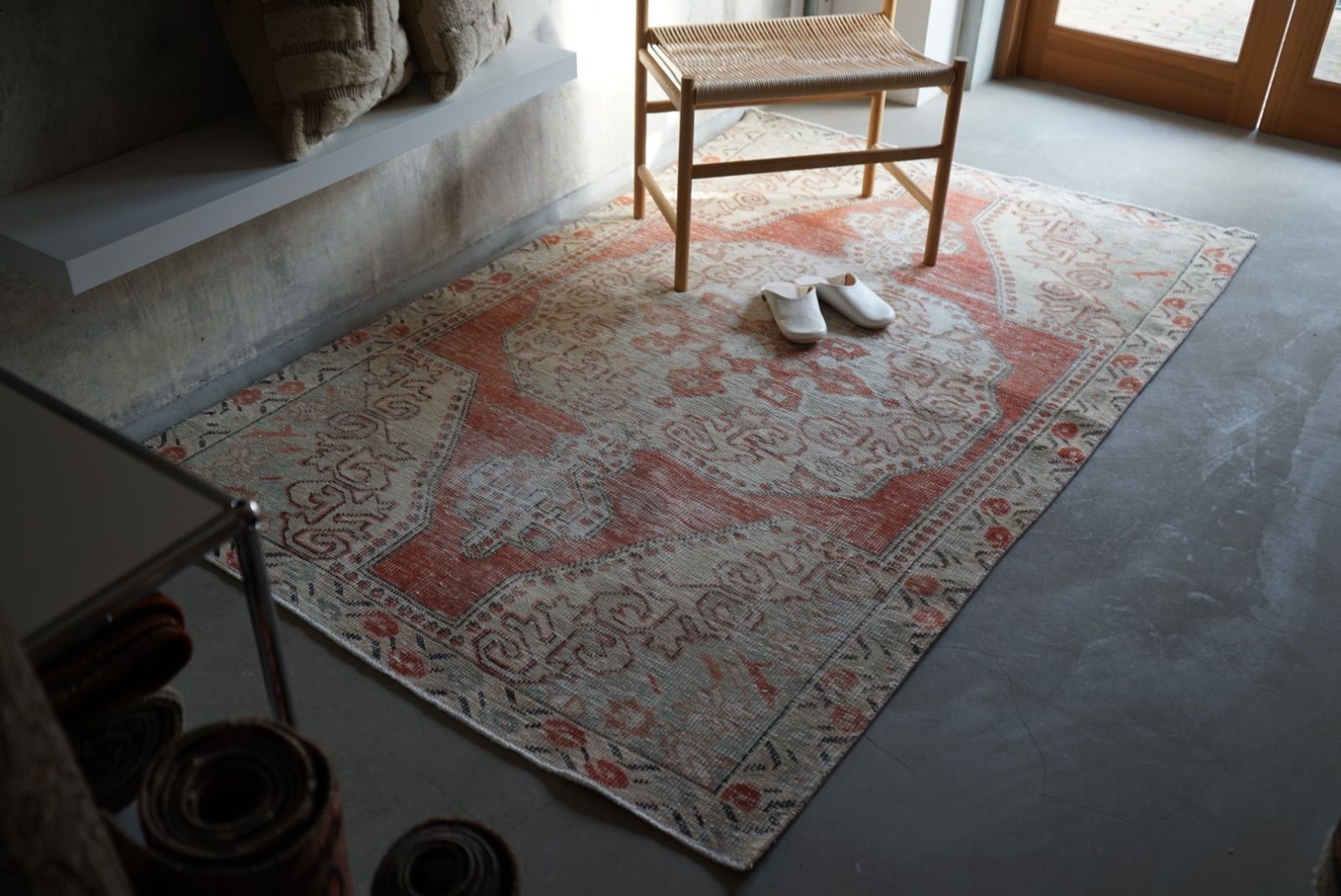 ヴィンテージラグ トルコ アヴァノス オレンジ セージグリーン 1970