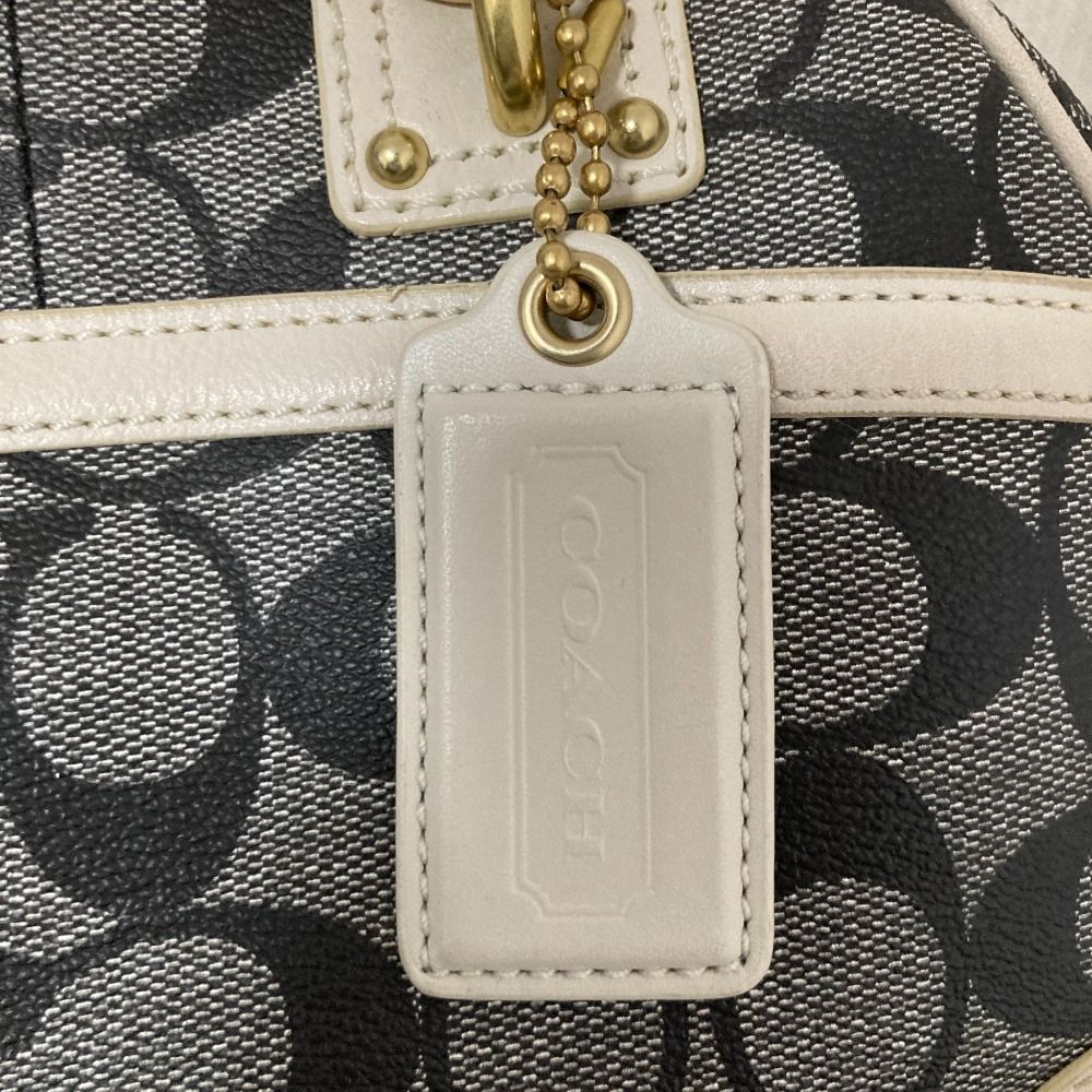 美品 COACH コーチ ヘリテージ ストライプ スモール ドームド