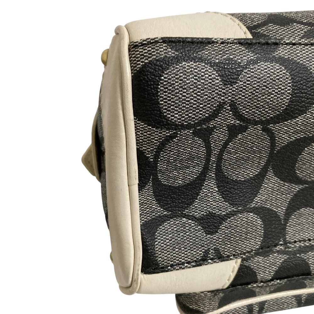 美品 COACH コーチ ヘリテージ ストライプ スモール ドームド