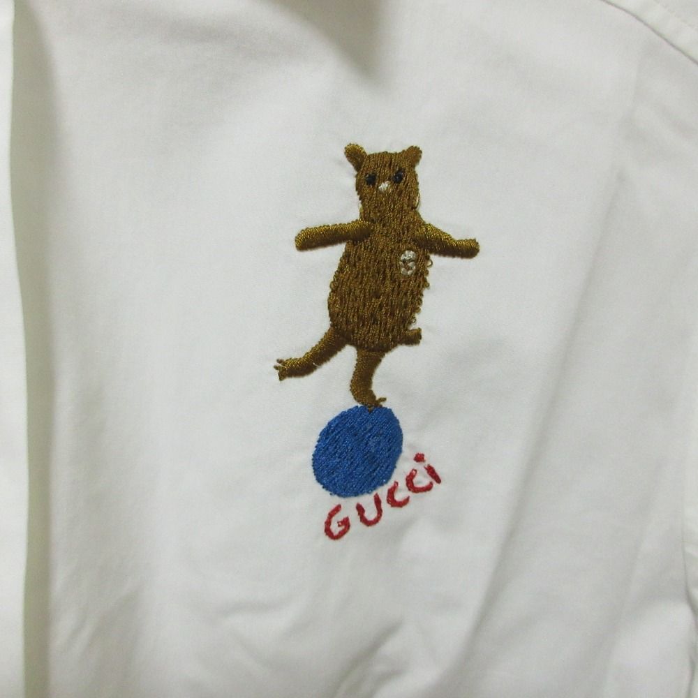 美品 クリーニング済 GUCCI グッチ くま刺繍 長袖シャツ ブラウス