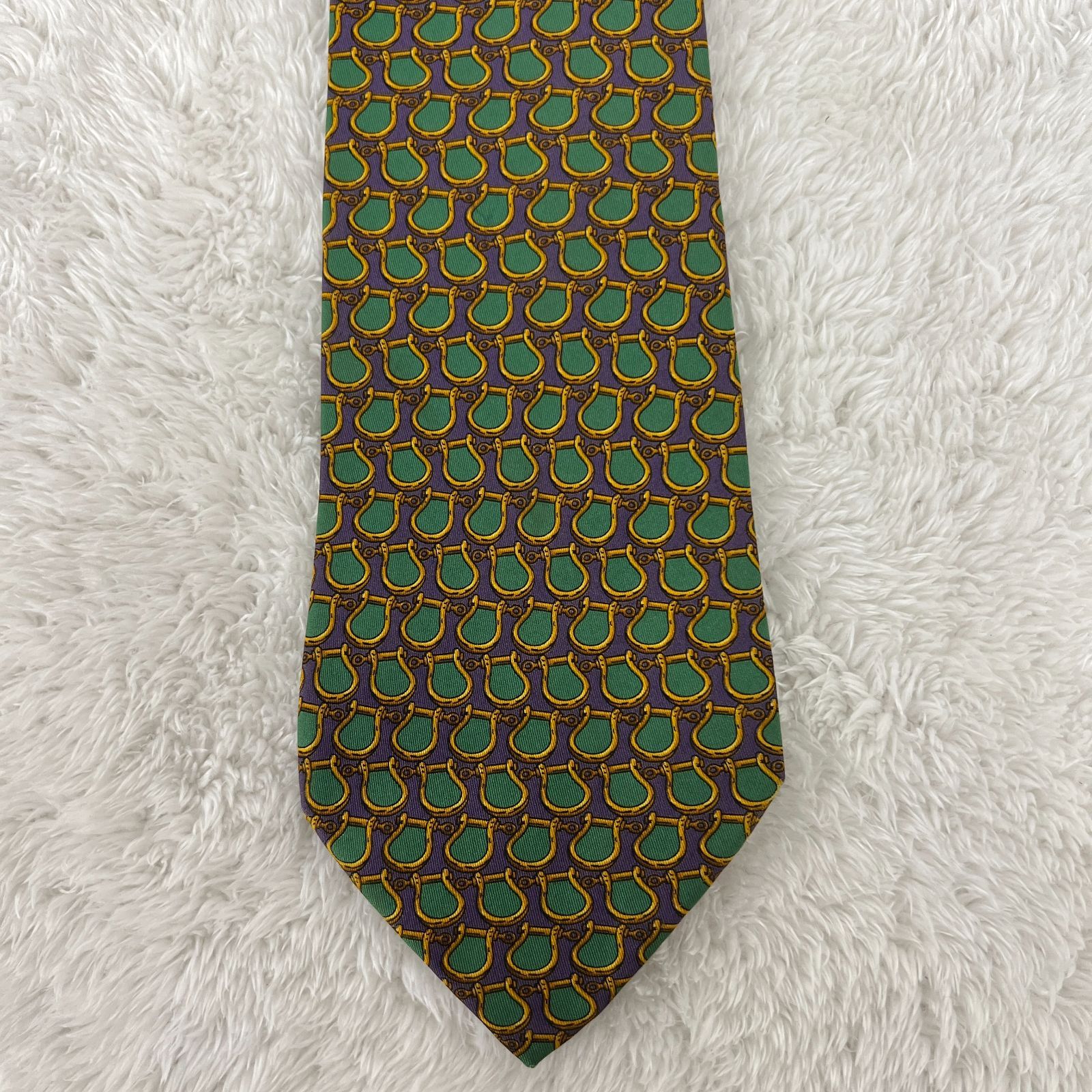 美品》GUCCI (グッチ) シルクネクタイ イタリア製 総柄 ホースビット