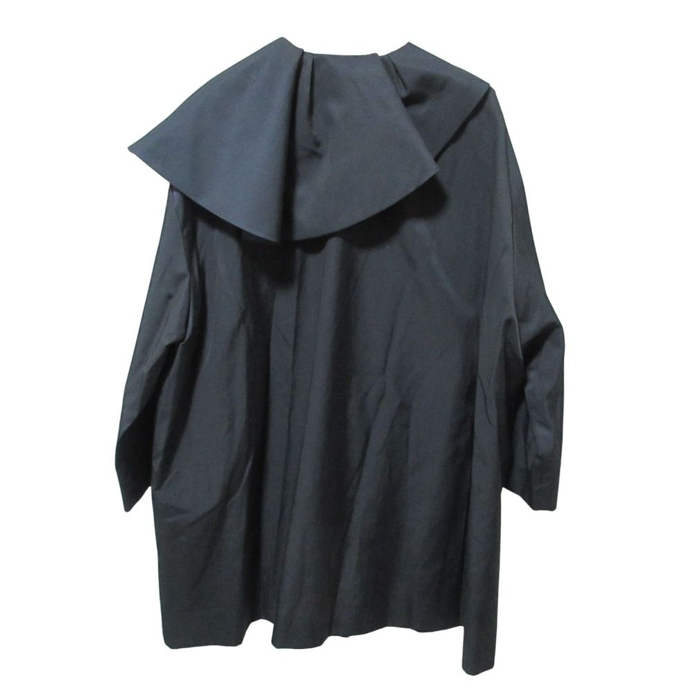 美品 23SS yori ヨリ ノーカラー ツイルフレアハーフコート 38