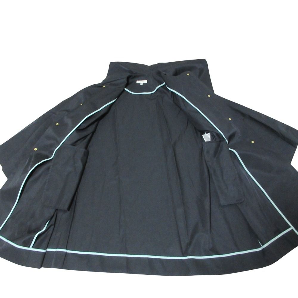 美品 23SS yori ヨリ ノーカラー ツイルフレアハーフコート 38