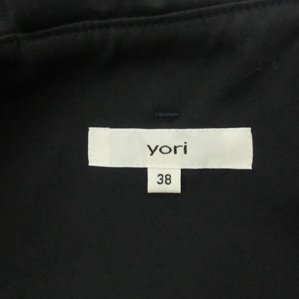 美品 23SS yori ヨリ ノーカラー ツイルフレアハーフコート 38  