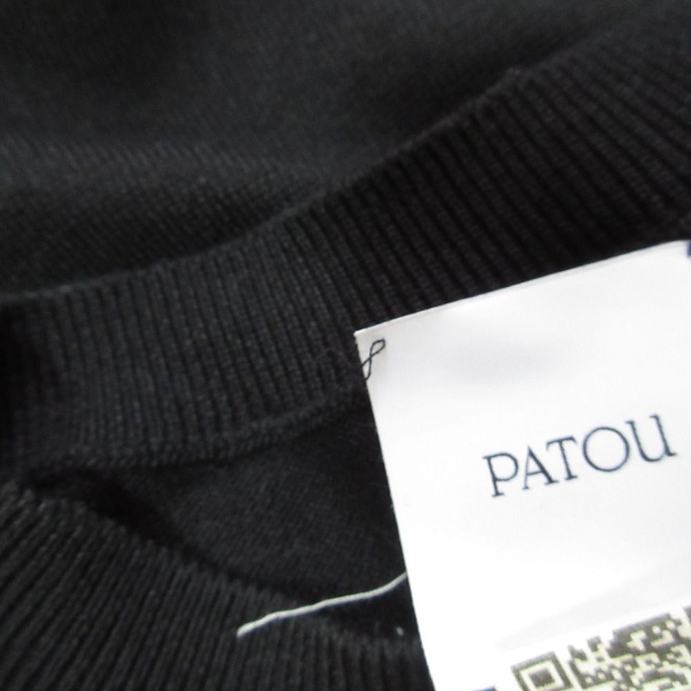 美品 PATOU パトゥ ロゴインターシャ ショートスリーブ ニットカットソー KN0688045999B ブラック レディース 古着 中古 USED PATOU - 美品 PATOU パトゥ ロゴインターシャ ショートスリーブ ニット